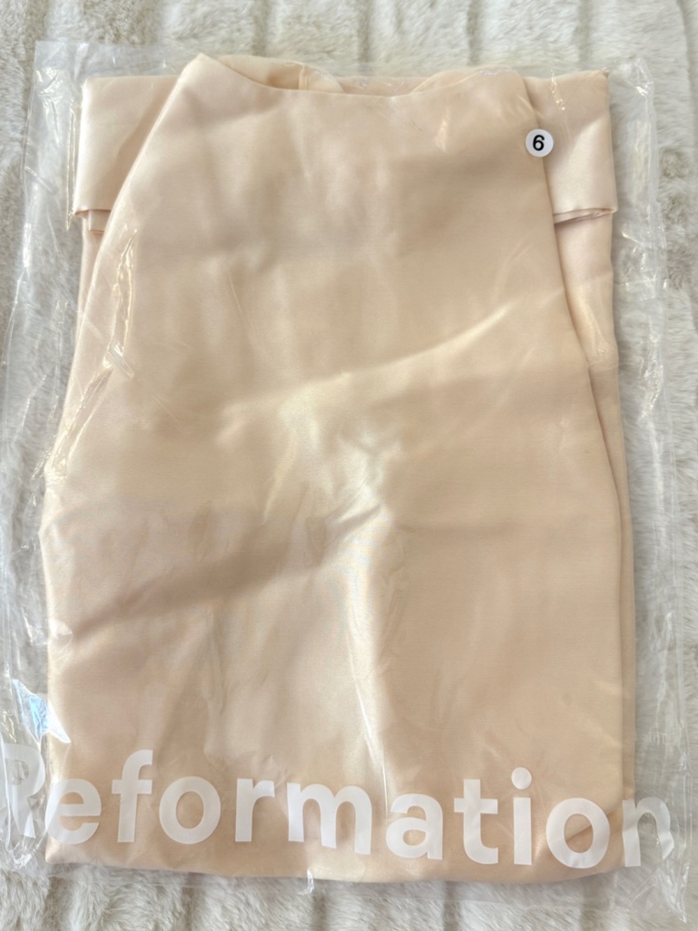 NWOT Reformation Ecru Satin Mini Dress with Drape Scarf - Picture 13 of 13